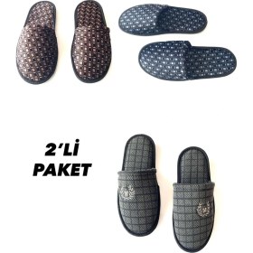 Resim Majhi Erkek Ev Terliği 2 Çift Çeyiz Terliği Kışlık Terlik Ses Yapmaz Hafif Taban Terlik 