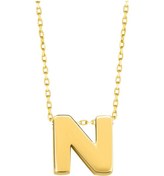 Resim MOOM MÜCEVHERAT 14 Ayar 3 Boyutlu N Harfi Zincirli Kolye 