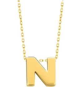 Resim MOOM MÜCEVHERAT 14 Ayar 3 Boyutlu N Harfi Zincirli Kolye 