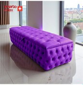 Resim Smarto Relax Puf Saas-fee Sandıklı Ayaksız Kapitoneli Dekoratif 110x45x40 Cm Mor Mor 