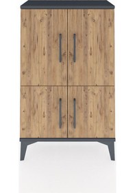 Resim Arges Komodin 2 Raflı 4 Kapaklı 60x30x96 Antrasit-çam Antrasit 