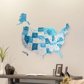 Resim UV Renkli Baskı Amerika Birleşik Devletleri Haritası - Metal Duvar Dekoru - 102x80 cm / Crimson 