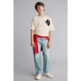 Resim DeFacto Overshirt Fit Bisiklet Yaka Baskılı Kısa Kollu Tişört Erkek Çocuk H5736A826SM 