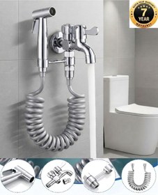 Resim OEM Banyo Tuvalet Taharet Musluğu Spiralli Bide ve Hortum Başlığı 7 Yıl Garanti Krom İthal 