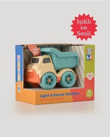 Resim Let's Be Child Sesli Ve Işıklı Minik Kamyon 31016 Bej - Turkuaz Kasalı, Çocuklar İçin Oyuncak Kamyon 