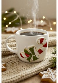 Resim Rivaistanbul Şeker Baston Amore 24 K Altın Süslemeli El Yapımı Yılbaşı Hediyesi Seramik Double Kahve Fincanı, Mug, Kupa Çok Renkli 