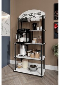 Resim Coffee Tıme Çok Amaçlı Dolap Kahve Köşesi Parlak Beyaz Tüm Kahve Makineleri Beyaz 