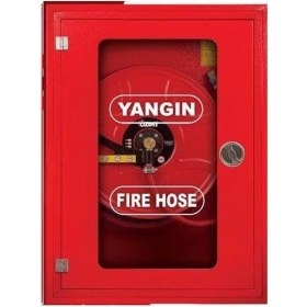 Resim Alperen Öztürk 1" Dik Kapaklı Cam Kapak 30 mt Hortumlu 0.90 mm Yangın Dolabı Tse' Li Sıva Üstü 