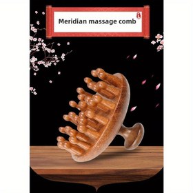 Resim Altın Sandalet Ağacı Saç Derisi Masaj Tarağı - Nazik Dolaşmayı Açmak ve Kan Dolaşımını Artırmak için Hava Yastığı Teknolojili Ahşap Saç Fırçası, Tüm Saç Tiplerine Uygun, Geleneksel Çin Tıbbından İlham Alınmış Saç Bakımı, Saç Tarak 