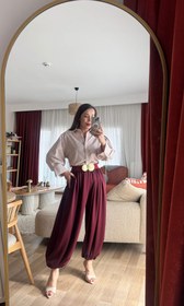 Resim Her bedene uyum sağlayan bordo Şalvar pantolon - Standart 