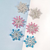 Resim 6 Paket Parıltılı Çift Katmanlı Kar Taneleri Olmayan Saç Tokaları ile Rhinestones, Çok Renkli Noel ve Yeni Yıl Aksesuar Seti, 15 Yaş Üstü İçin Uygun - Dekoratif Festival ve Düğün Başlık 