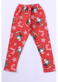 Resim Hçm Kız Çocuk Yılbaşı Tayt Noel Baba Baskılı E31 Kırmızı 