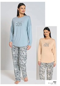 Resim Pijadore 1812 Uzun Kol Kadın Pijama Takımı Bej 