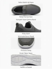 Resim Kadın Erkek Unisex Ortopedik Bağcıksız Nefes Alabilen Hafif Yürüyüş Sneaker Füme Renk Spor Ayakkabı 
