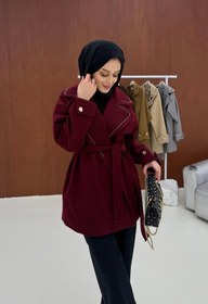 Resim Bordo Yakası Boncuklu Nakışlı Gold Kaşe - 36 / Bordo 