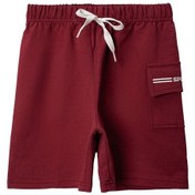 Resim Penye Kargo Cepli Şort Bordo 