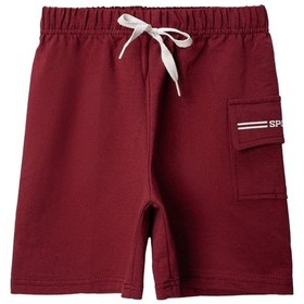 Resim Penye Kargo Cepli Şort Bordo 