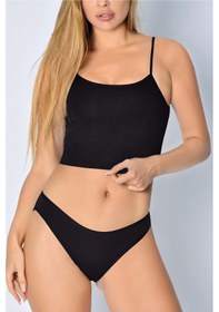 Resim Pamuk Ribana Düz Bikini Siyah 