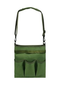 Resim Yeşil Kumaş Bahçe Aletleri Çantası - Kol Saati Tasarımı, Dış Cep Ve Esnek Kordonlarla Organize Depolama 