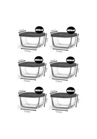 Resim Feyzade Cube Kahvaltılık Saklama Kabı Seti 6 Adet 405cc Gri Kapaklı Cub-235 Karışık 