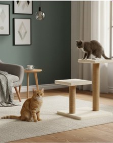 Resim Reyo Pet Çift Stepli Kedi Tırmalama Beyaz 