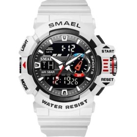 Resim Hanyang Beyaz Smael Sarı Spor Elektronik Dijital Saatler Erkekler Çalar Saat Ikili Zaman Izle Часы Мужские Relogio Masculino Reloj Hombre Montre (Yurt Dışından) 