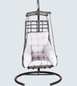 Resim KalyonHome Umbrella Gölgelikli Tek Kişilik Bahçe Salıncağı Balkon Salıncağı Ayaklı Rattan 