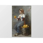 Resim Deniz Çerçeve Köylü Kızı ve Meyve Sepeti Tablosu-Çerçevesiz - 40 x 60 