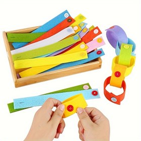 Resim 10 Adet Düğme Bileklik - Gençler İçin Erken Öğrenme Öğretim Araçları - Dokumasız Kumaş - Rastgele Renkler 