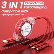 Resim BINBOOM Çoklu Şarj Kablosu, 3'ü 1 Arada Geri Çekilebilir Hızlı Şarj Kordonu, Lightning/Type C/Micro USB Çok Portlu Adaptör ile iPhone, Galaxy S24 23 Ultra S22 S21 S20, Xiaomi ve Daha Fazla Cihazlar için Çoklu Şarj Adaptörü 
