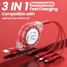 Resim BINBOOM Çoklu Şarj Kablosu, 3'ü 1 Arada Geri Çekilebilir Hızlı Şarj Kordonu, Lightning/Type C/Micro USB Çok Portlu Adaptör ile iPhone, Galaxy S24 23 Ultra S22 S21 S20, Xiaomi ve Daha Fazla Cihazlar için Çoklu Şarj Adaptörü 