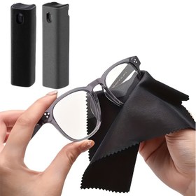 Resim 1 Takım Mikrofiber Gözlük & Lens Temizleme Sistemi - Yeniden Kullanılabilir Sprey Şişesi ve Bez Dahil - Akıllı Telefonlar, Fotoğraf Makineleri, TV'ler, Eyeglasses için Uygundur (Çift Taraflı Çalışma) Siyah Mıknatıs Bezi ve Püskürtme Şişeli Lenstem Kit Seti (Kimyasalsız/Kolay Dolum) Taşınabilir Kompakt Ergonomik Tasarım Çoklu Yüzey İçin Güvenli Çizmez Dayanıklı yenilenebilir mikrofiber teknolojisi, çoğunlukla kullanışlı lens temizlik bezi 