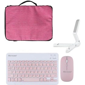 Resim Microcase Apple Uyumlu iPad Pro 13 2025 Tablet Tablet Çanta+türkçe Bluetooth Klavye +mouse+ Standı - Pembe Al8127 Omuz Çantası 