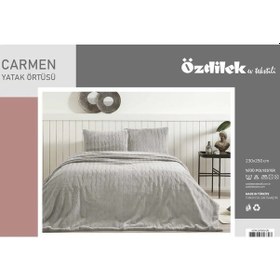 Resim Özdilek Carmen Kürklü Peluş Doku Çift Kişilik Yatak Örtüsü 230x2 Gri 