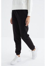 Resim Tommy Life Siyah Yüksek Bel Şardonlu 3 İplik Pamuklubasic Kadın Eşofman Alt - 94624 Siyah 