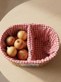 Resim Digithome Oval Rattan Hasır Patates Soğan Çift Bölmeli Sepet Düzenleyici Organizer -9T03 