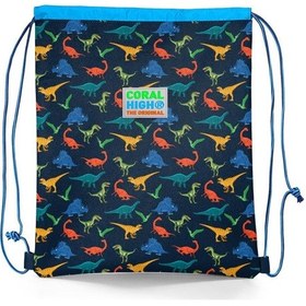 Resim Coral High Kids Lacivert Mavi Dinozor Desenli İpli Büzgülü Sırt Çantası 22452 Lacivert 