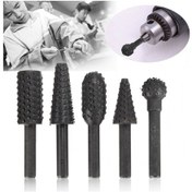 Resim Lemestar 5 Parça Ahşap Oymacılığı Matkap Uç Seti, 6mm Şaft Yontma Şekilli Döner Başlık Ma,siyah 