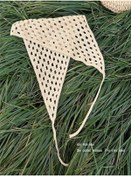 Resim Anatoliadelight Sahil Kesim Beyaz Üçgen Başörtüsü - Kadınlar İçin Fransız Örme Türban, Bağlı İns Tarzı Fildişi 