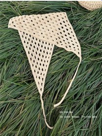 Resim Anatoliadelight Sahil Kesim Beyaz Üçgen Başörtüsü - Kadınlar İçin Fransız Örme Türban, Bağlı İns Tarzı Fildişi 