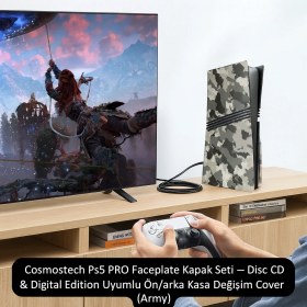 Resim Cosmostech Ps5 Pro Faceplate Kapak Seti - Disc CD & Digital Edition Uyumlu Ön/arka Kasa Değişim Cover Case Army 