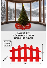 Resim Plastik Yılbaşı Ağacı Çiti (Y:32 x G: 55 CM) 1 Adet Sert Zemin Ayaklı Kırmızı 