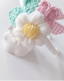 Resim Denizdaydesign Papatya Çiçekli Anne Tacı Bebek Bandanası, El Yapımı Anne Bebek Butik Hediyelik 