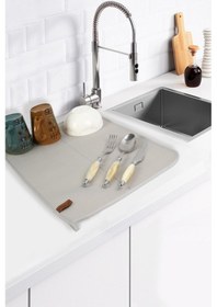 Resim Basic Bulasik Kurutma Mati Kurulama Bezi Kurutma Örtüsü Tezgah Üstü Gri 