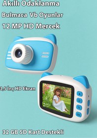 Resim nextbuy Dijital Fotoğraf Ve Video Makinesi Camera Çocuk 3,5 İnç Hd Kamera Selfie Mavi Kamera X900 