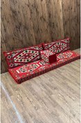 Resim Sultan Sedir Yörük - Kilim Şark Köşesi, Yer Minderi Takımı – 28 Dansit Sert Süngerli – 4 Parça – Kırmızı 