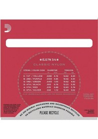 Resim D'addario Ej27n 3/4 Classics Serisi Klasik Gitar Tel Seti 3/4 Öl 