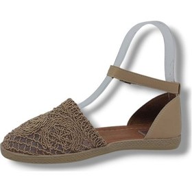 Resim Zerhan 250 Kadın Vizon Makrome Örgü Sandalet Ayakkabı Vizon 