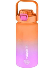 Resim Vagonlife Turuncu-Pembe 1500 ML Pipetli/Pipetsiz Kullanım Motivasyon Matarası Vgn2213-t 