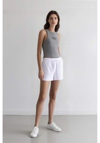 Resim Defacto Relax Fit Yüksek Bel Kısa Paça Beyaz Müslin Şort D0567ax25smwt34 Beyaz 